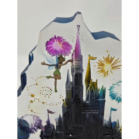 DISNEY PARKS WALT DISNEY WORLD ACRYLIC LUCITE STANDING CLOCK CASTLE FIREWORKS - Picture 7 of 12